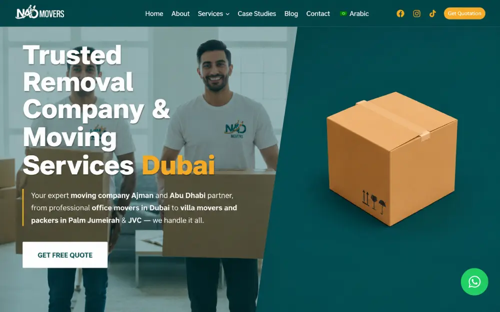 NAD Movers UAE Website