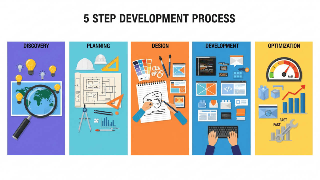 A custom-coded website for a Dubai business being designed.